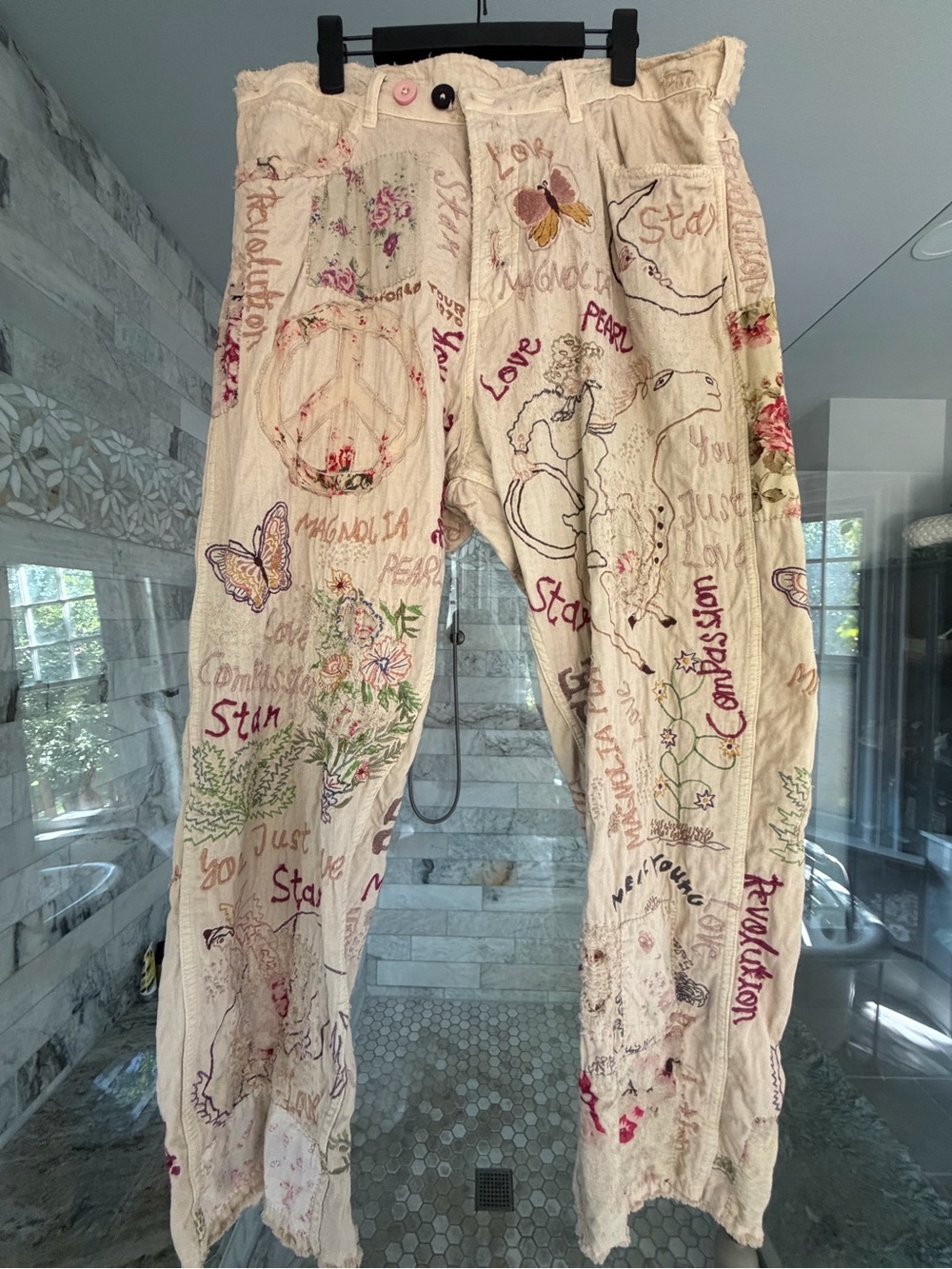 Magnolia PearlBohemian Embroidered Cream Women’s Pants